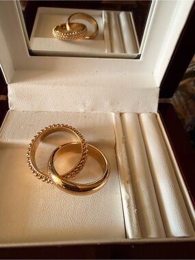 Coach Gold Tone Stackable Women's Rings - Smooth & Beaded Bands